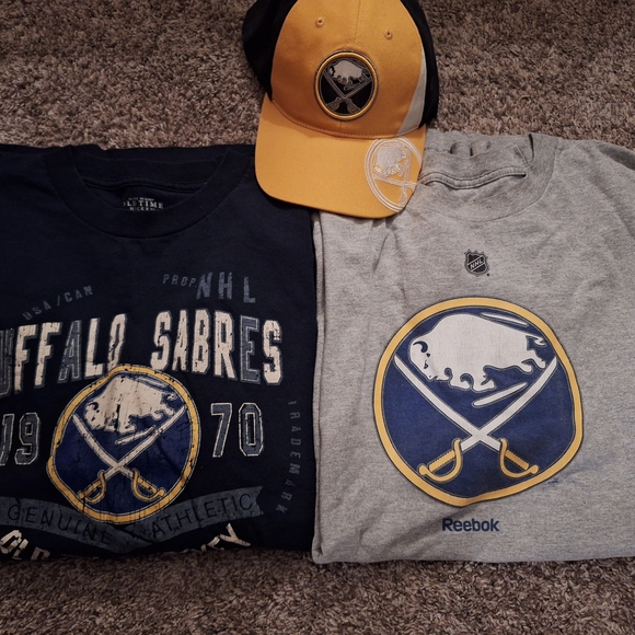 Reebok Other - Reebok Buffalo Sabres Navy and Gray T-Shirts with Yellow Cap